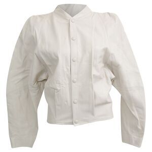 Isabel Marant Button-Down Jacket in White Leather